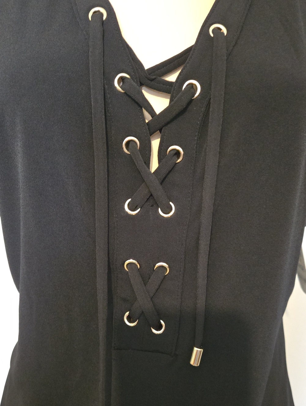 INC Lace Up front blouse, Top - Picture 3 of 5